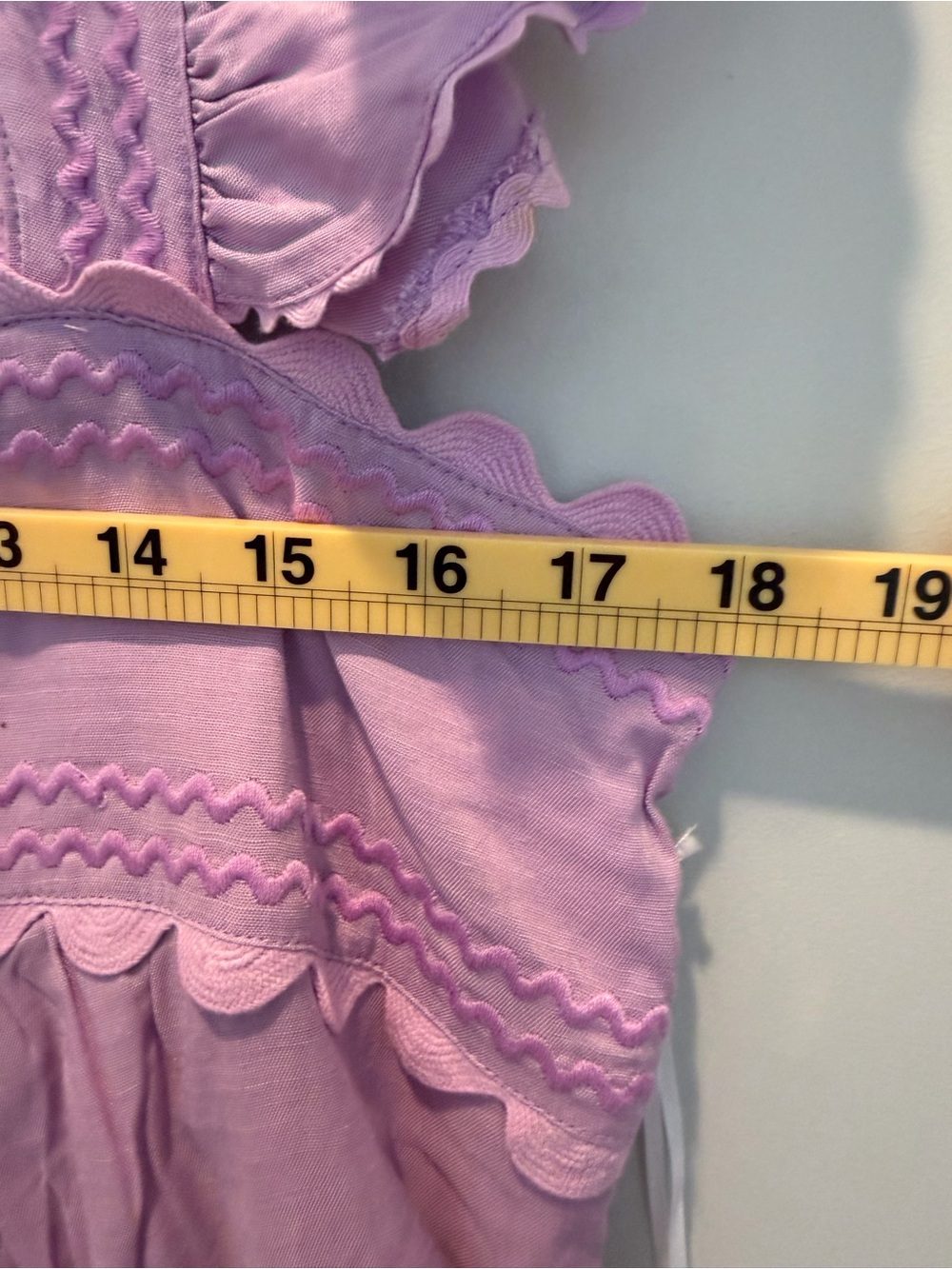 J. Marie Square-Neck Lilac Embroidered Mini Linen Blend Dress - Picture 4 of 9